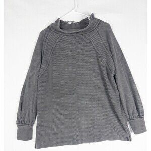 We The Free Sweater Womens XS Gray Textured Knit Oversized Pullover Cotton Blend